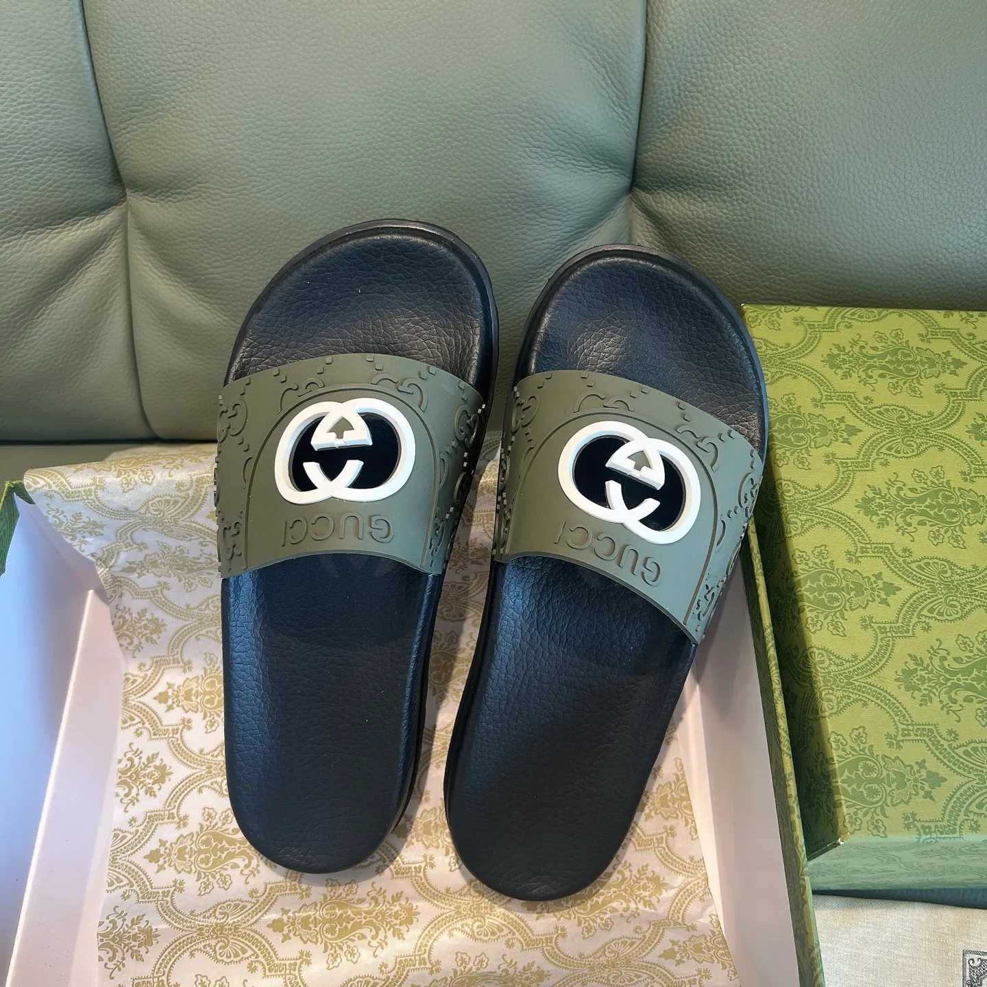 Men's Men's Shoes 130🐮🐮Gucci Gucci Slippers Gucci 2024 latest beach sandals slippers Original molding double G LOGO Original molding consistent Outsole: Men's Men's Shoes u double-layer outsole Size: 35-46